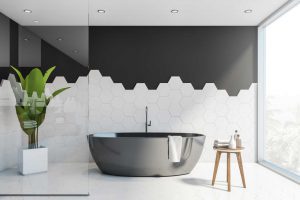 black and white bathroom tile installers